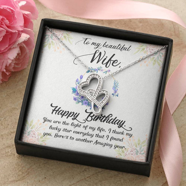 Gift for Wife - Double Heart Necklace - Happy Birthday - Seed Loving Gift