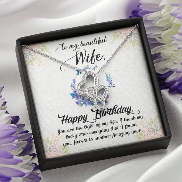 Gift for Wife - Double Heart Necklace - Happy Birthday - Seed Loving Gift