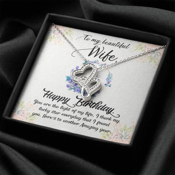 Gift for Wife - Double Heart Necklace - Happy Birthday - Seed Loving Gift
