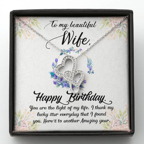 Gift for Wife - Double Heart Necklace - Happy Birthday - Seed Loving Gift
