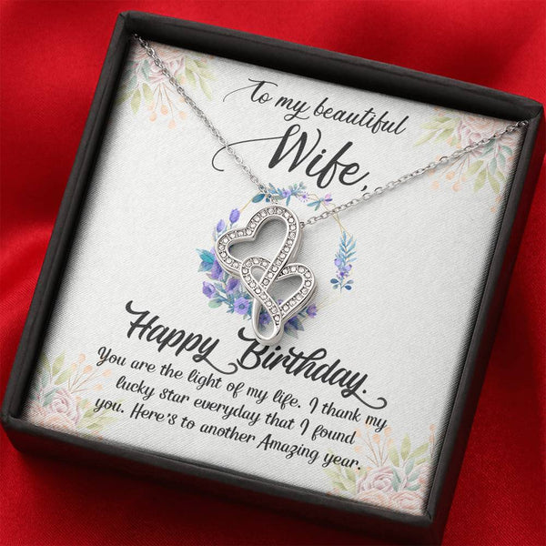 Gift for Wife - Double Heart Necklace - Happy Birthday - Seed Loving Gift