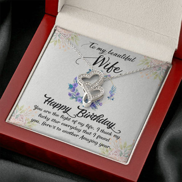 Gift for Wife - Double Heart Necklace - Happy Birthday - Seed Loving Gift