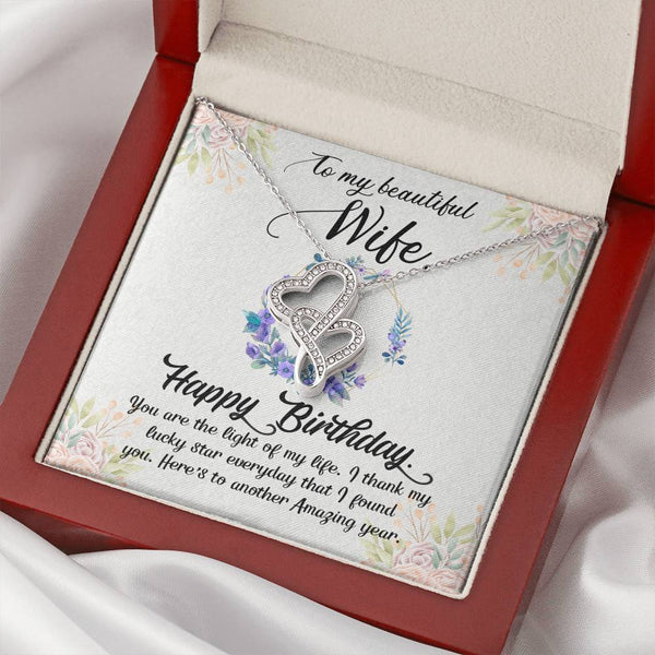 Gift for Wife - Double Heart Necklace - Happy Birthday - Seed Loving Gift