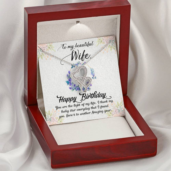 Gift for Wife - Double Heart Necklace - Happy Birthday - Seed Loving Gift