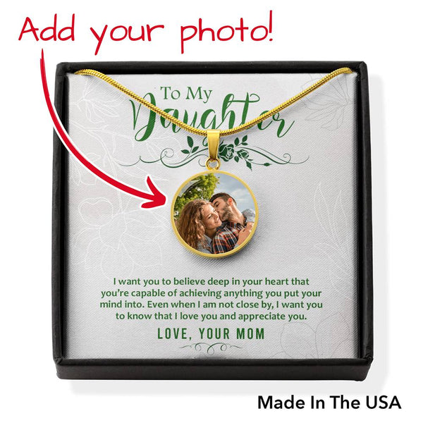 Luxury Necklace - Circle Pendant - Buyer Upload Photo - Seed Loving Gift